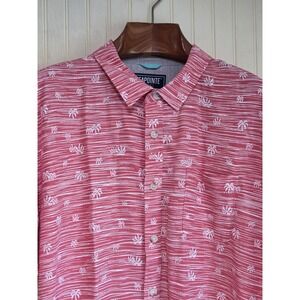 Seapointe Shirt Mens Extra Large Pink Palm Tree Hawaiian Button‎ Up Tropical